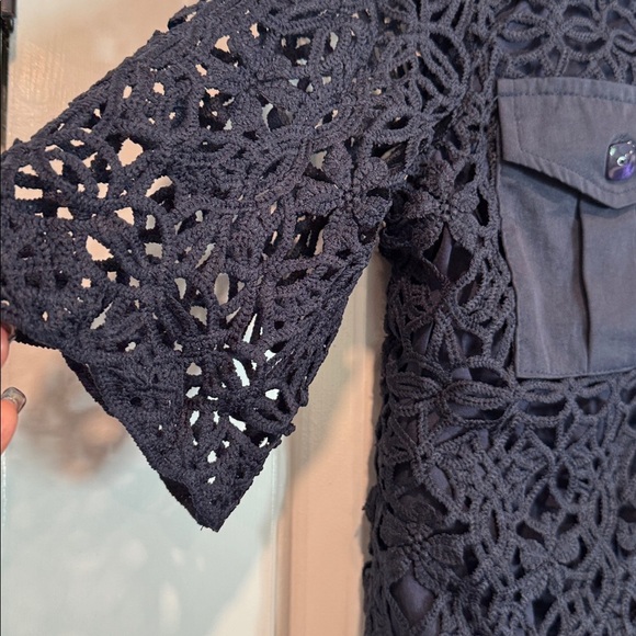 Solitaire Navy Blue Embroidered Lace Maxi Skirt & Top Set Size Medium NWT - Picture 11 of 14